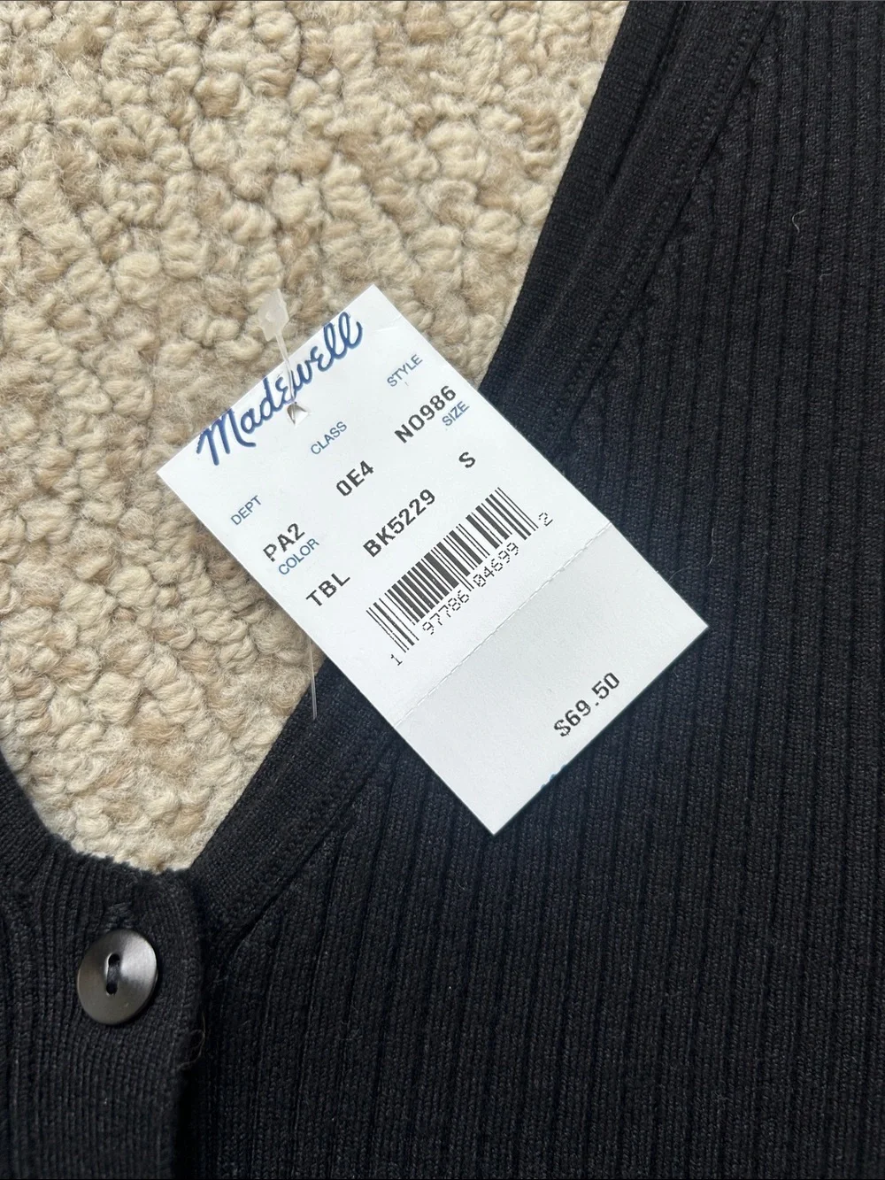 Madewell Black Ribbed Button-Front Camisole - Picture 2 of 5